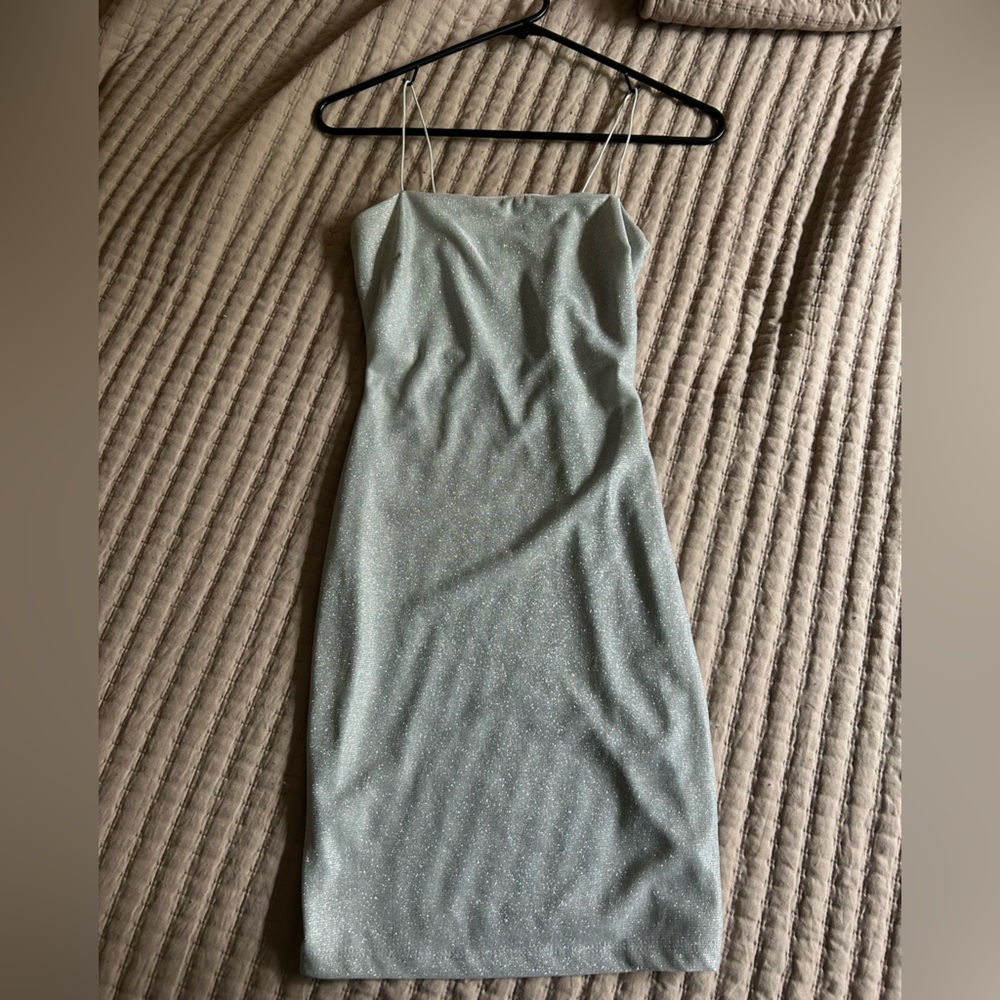 gray shimmer dress